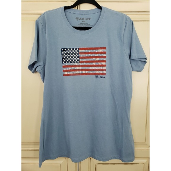 Ariat Tops - Women's Ariat American Flag Shirt 2xl  Paisley Blue Stars‎ And Stripes Patriotic